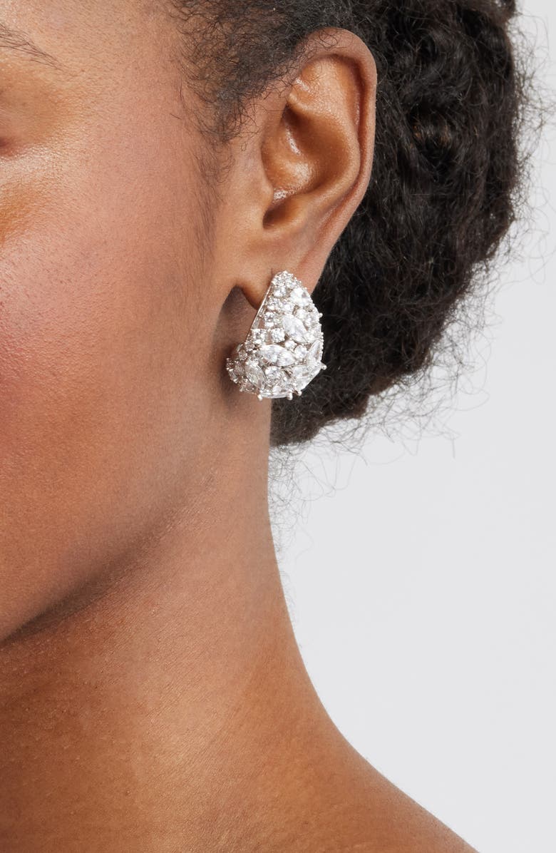 Nordstrom Scattered Cubic Zirconia Teardrop Hoop Earrings, Alternate, color, 