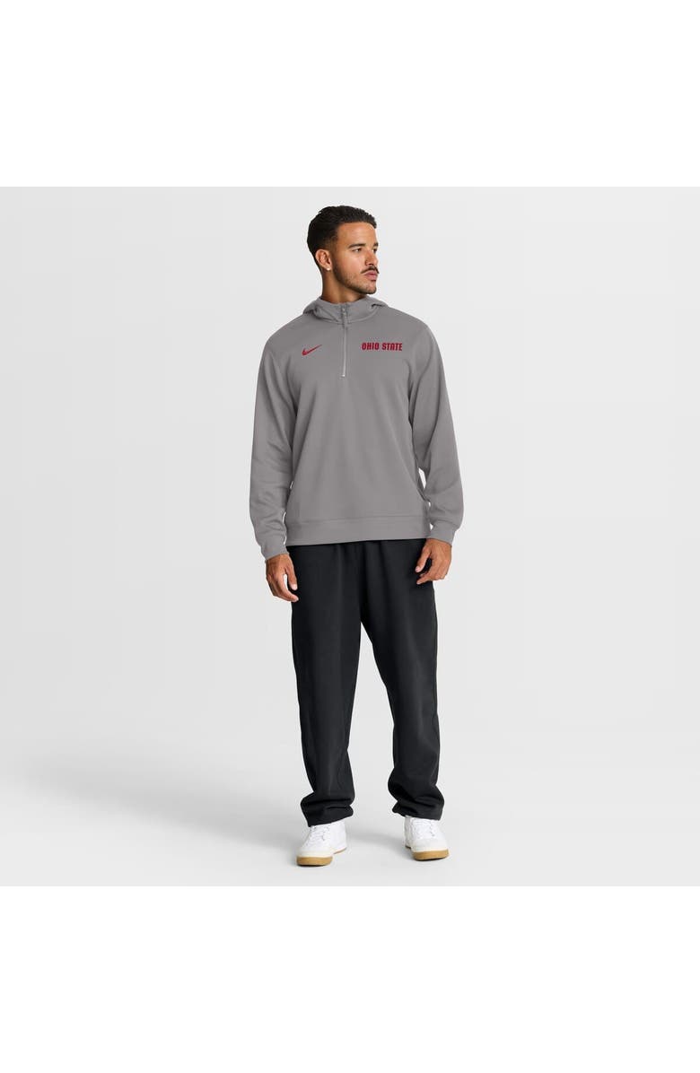 Nike Men's Nike Gray Ohio State Buckeyes 2025 Coaches Premium Dri-FIT Quarter-Zip Hoodie, Alternate, color, 