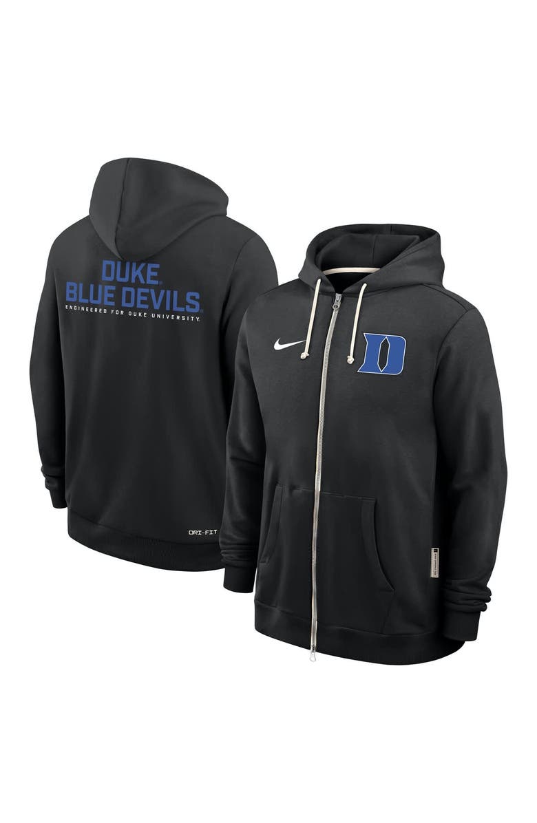 Nike Men's Nike Black Duke Blue Devils 2025 Sideline Standard Issue Dri-FIT Full-Zip Hoodie, Alternate, color, Black
