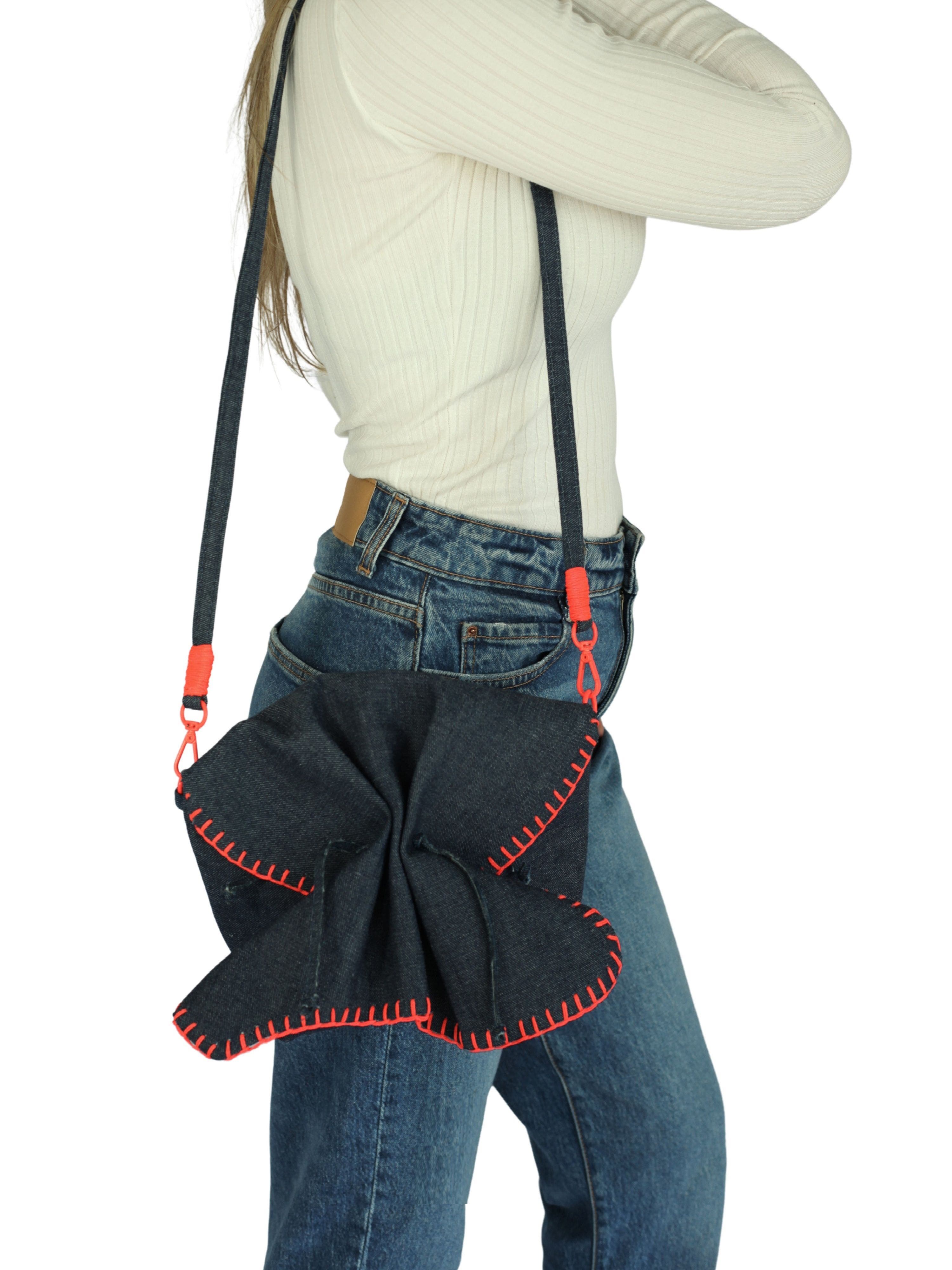 Carlos Falchi Medium Butterfly Suede Leather Bag, Alternate, color, Denim