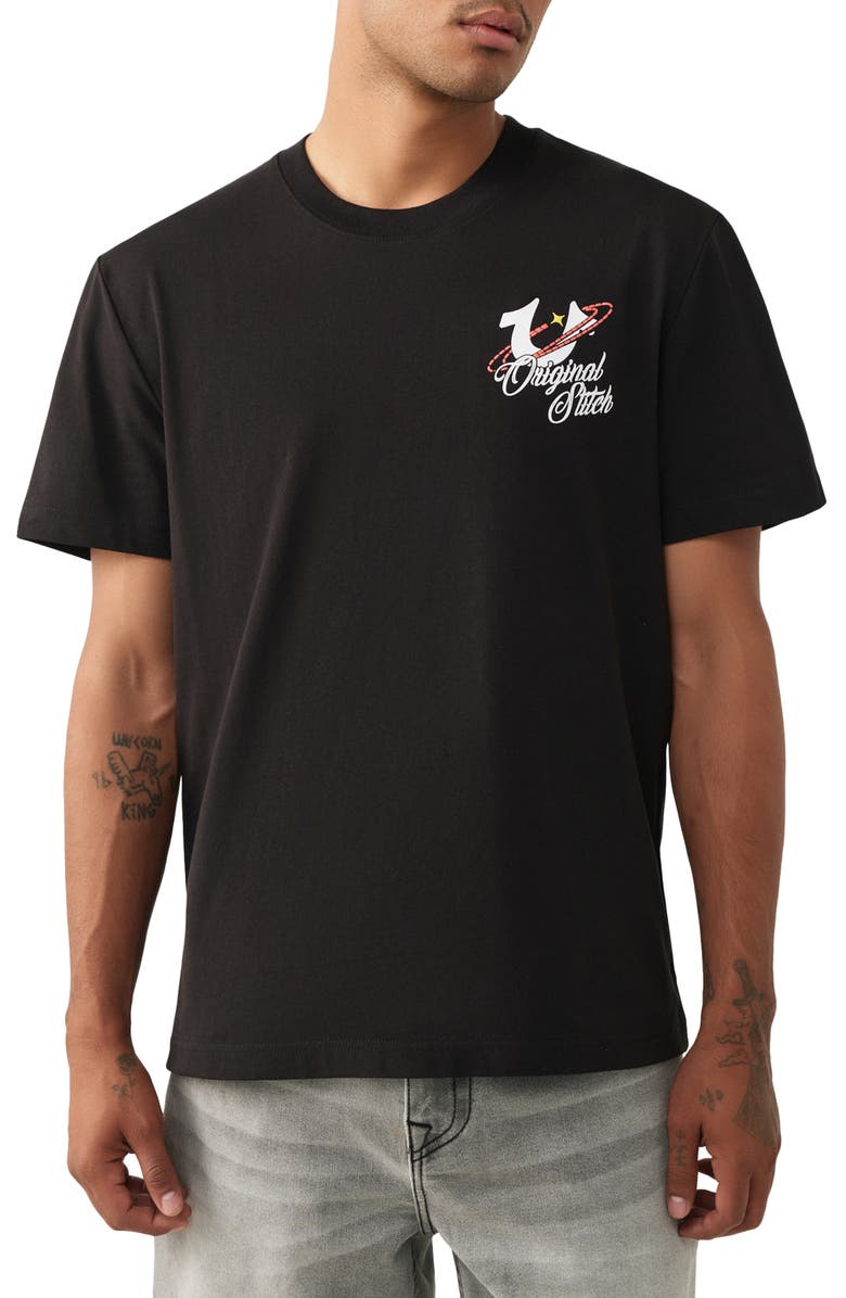 True Religion OG Stitch Cotton Graphic T-Shirt, Main, color, Jet Black