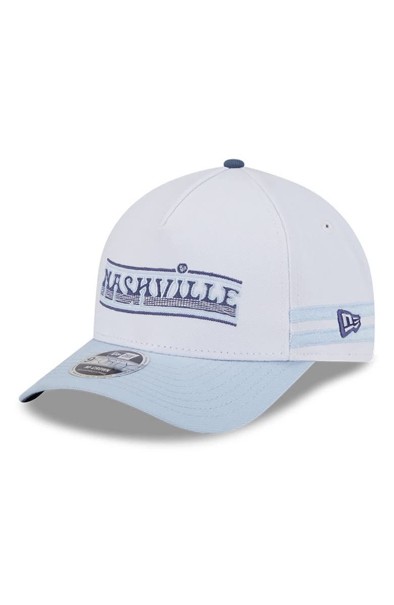 New Era Men's New Era  White/Light Blue Nashville SC 2025 Jersey Hook 9FORTY M-Crown Adjustable Hat, Main, color, White
