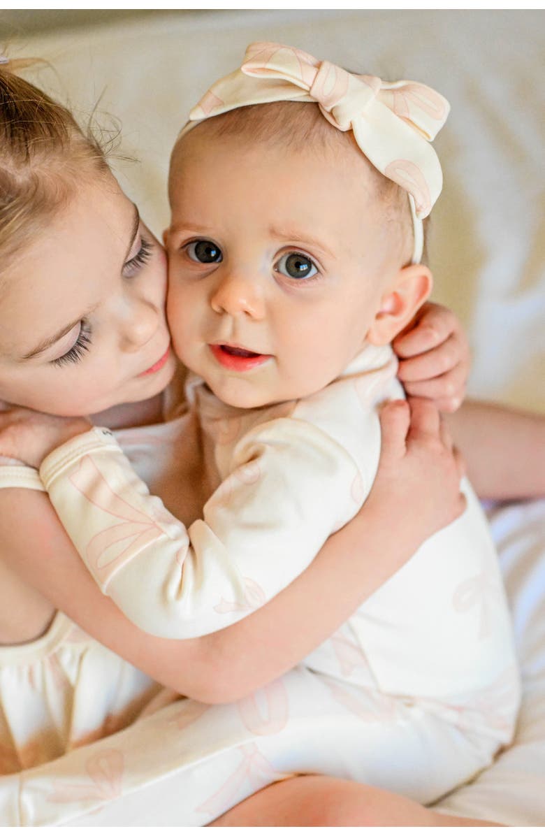 oh baby! Big Bows Pink Footie, Alternate, color, Milk