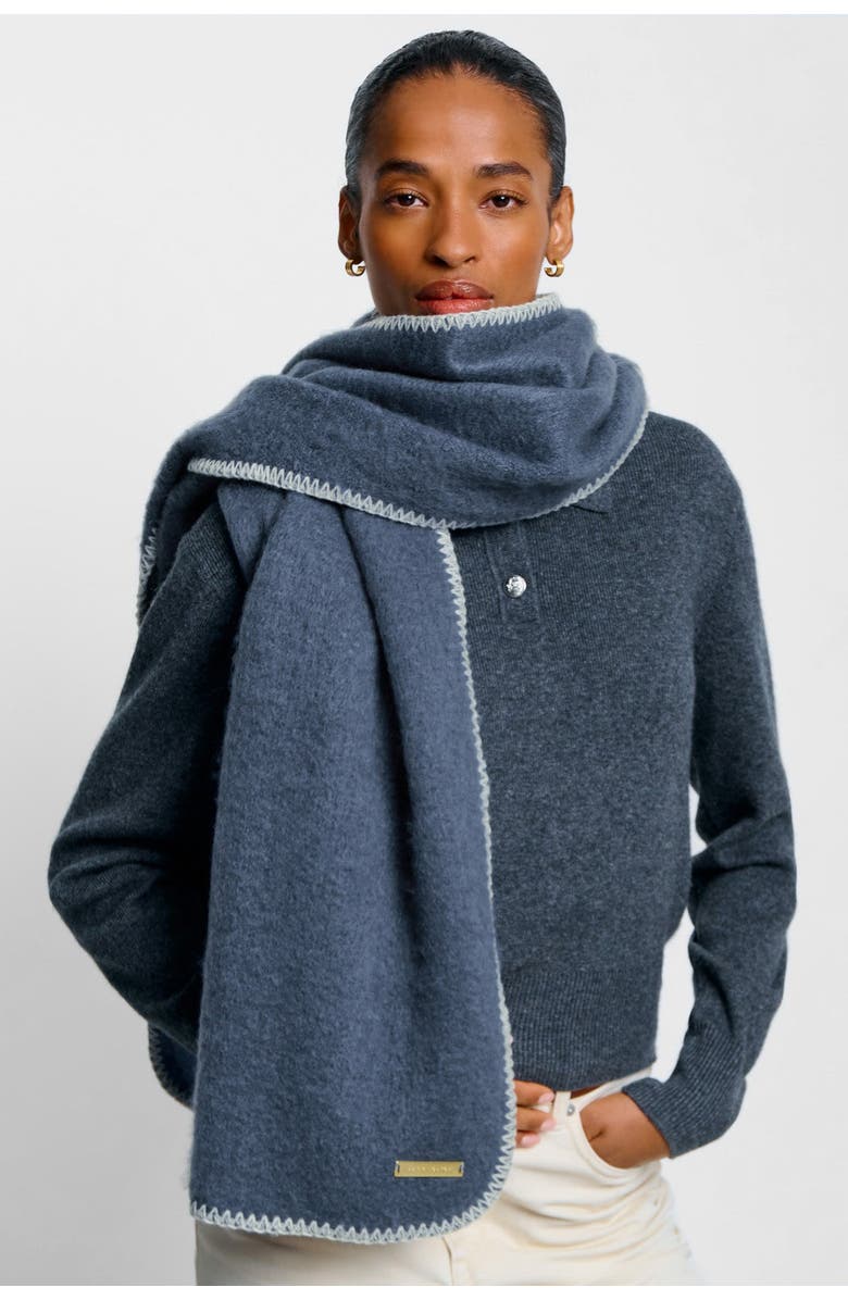 Katie Loxton Whipstitch Scarf in Navy, Alternate, color, Navy