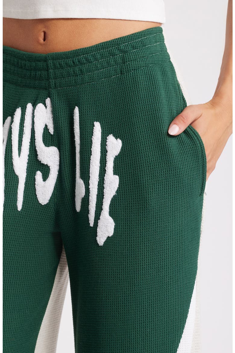Private School Colorblock Thermal Sweatpants, Alternate, color, GREEN
