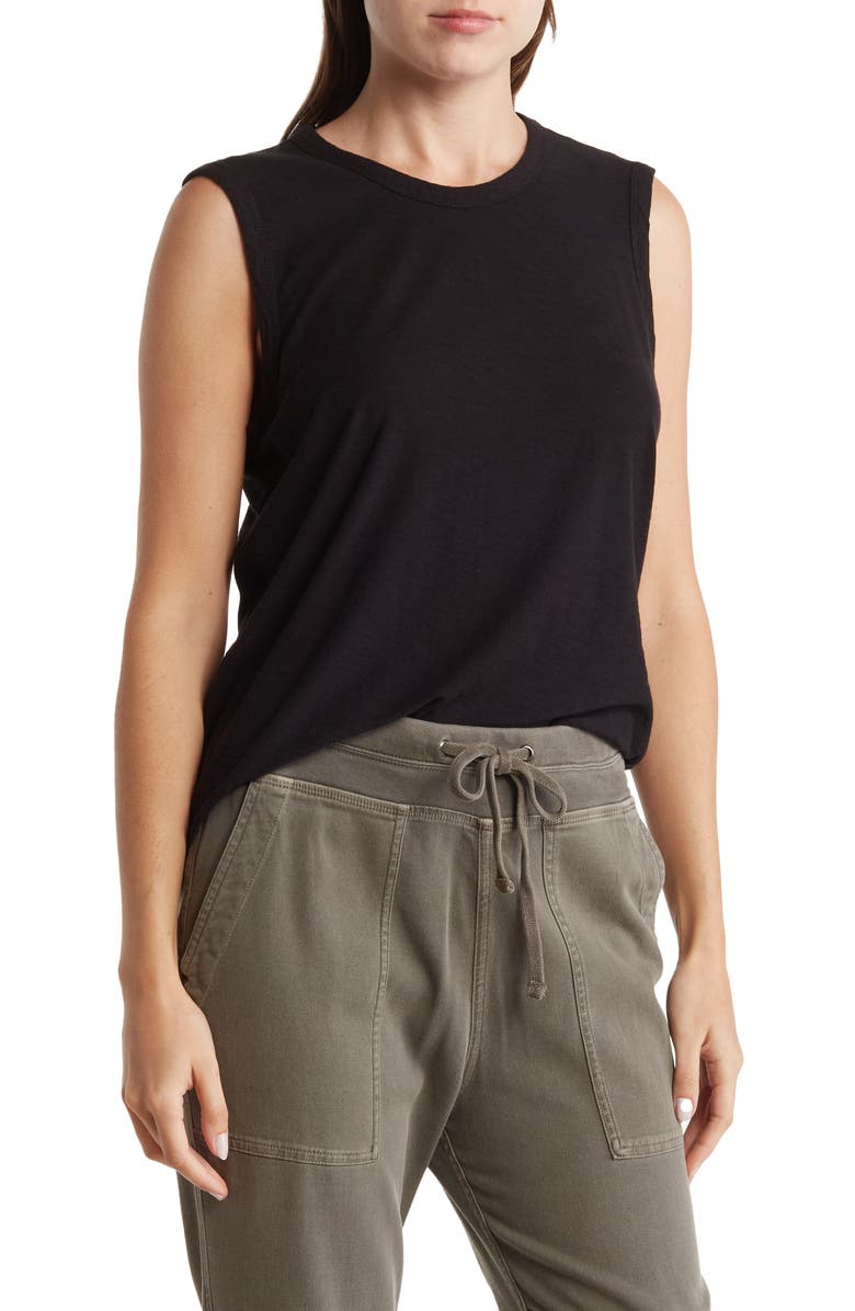 James Perse Slub Cotton Muscle Tank, Main, color, Black