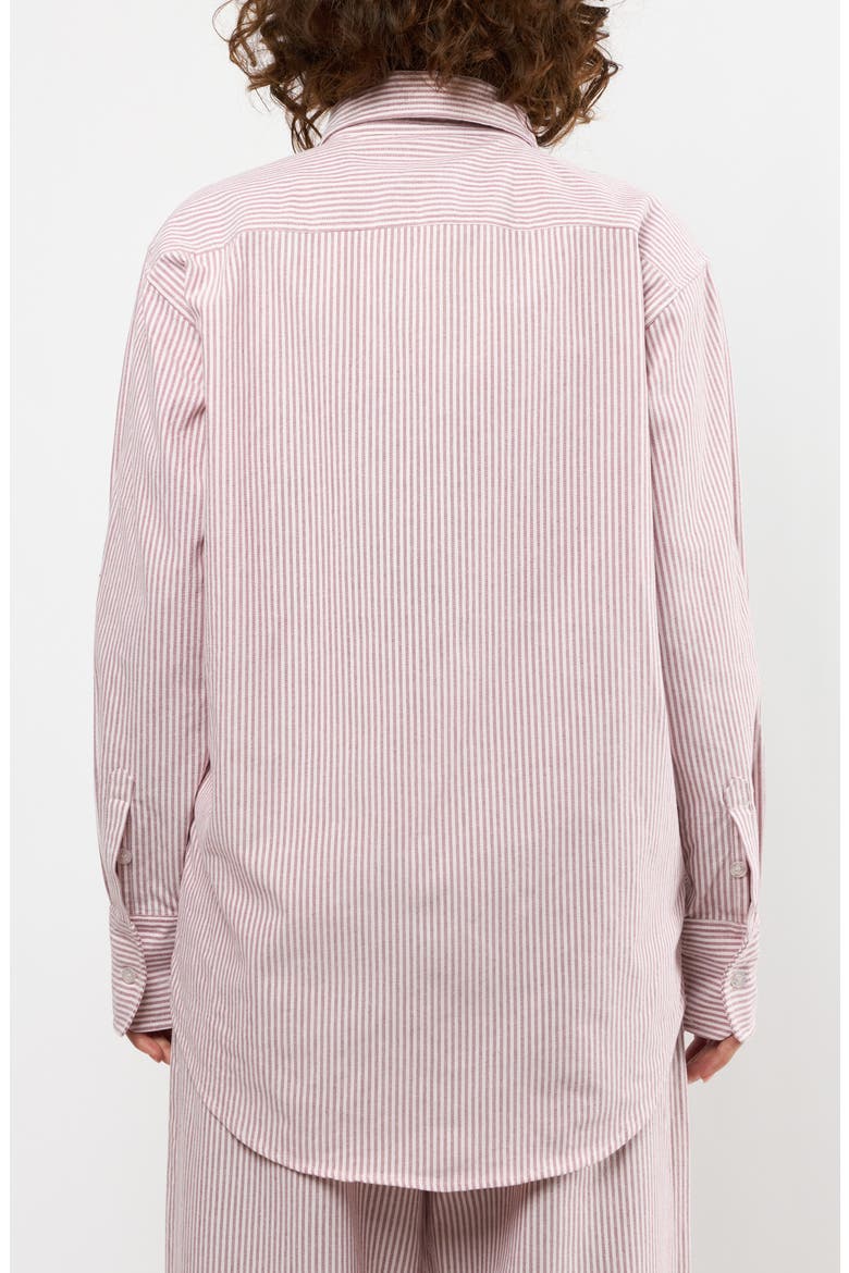The Oxford Stripe Button-Up Shirt, Alternate, color, BURGUNDY