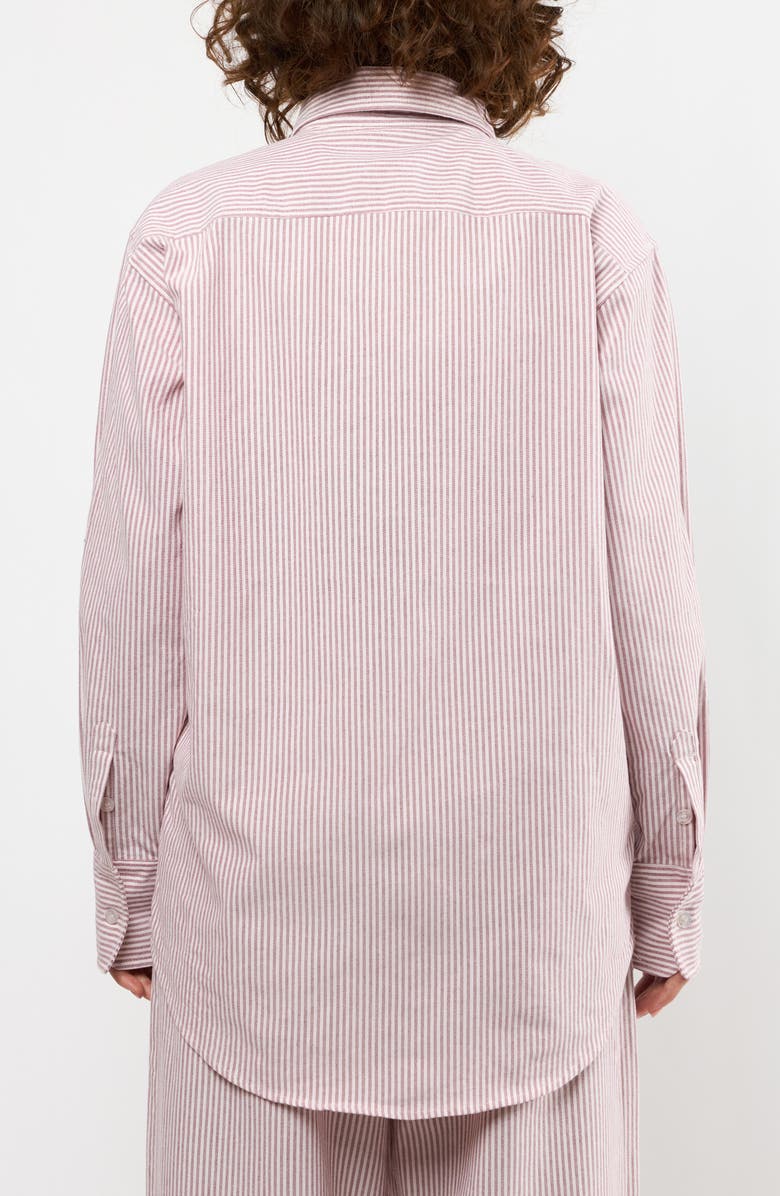 Viens Avec Moi The Oxford Stripe Button-Up Shirt, Alternate, color, Burgundy