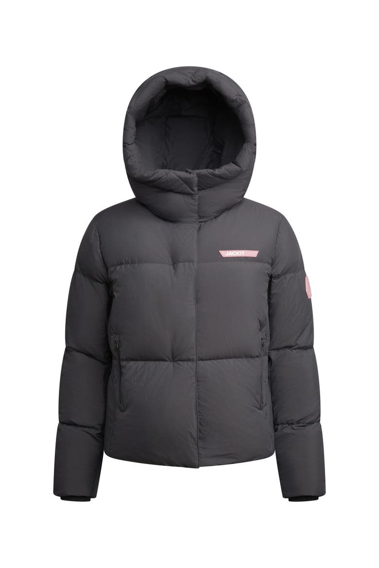 Star Shower Long Sleeve Puffer Jacket, Alternate, color, BLACK