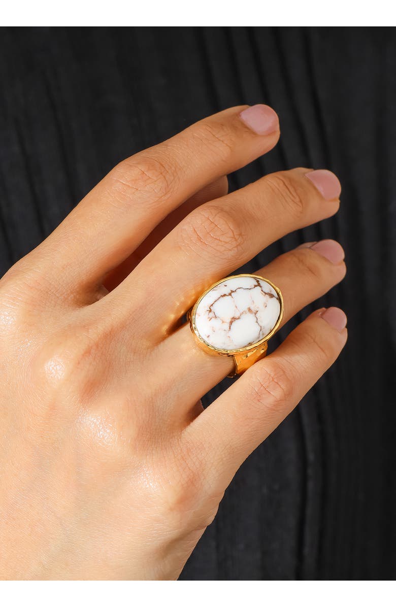 YS GEMS Wild Horse Turquoise Ring, Alternate, color, White