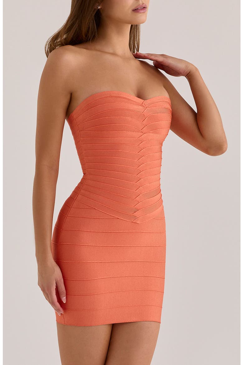 The Sweetheart Strapless Bandage Minidress, Alternate, color, CORAL