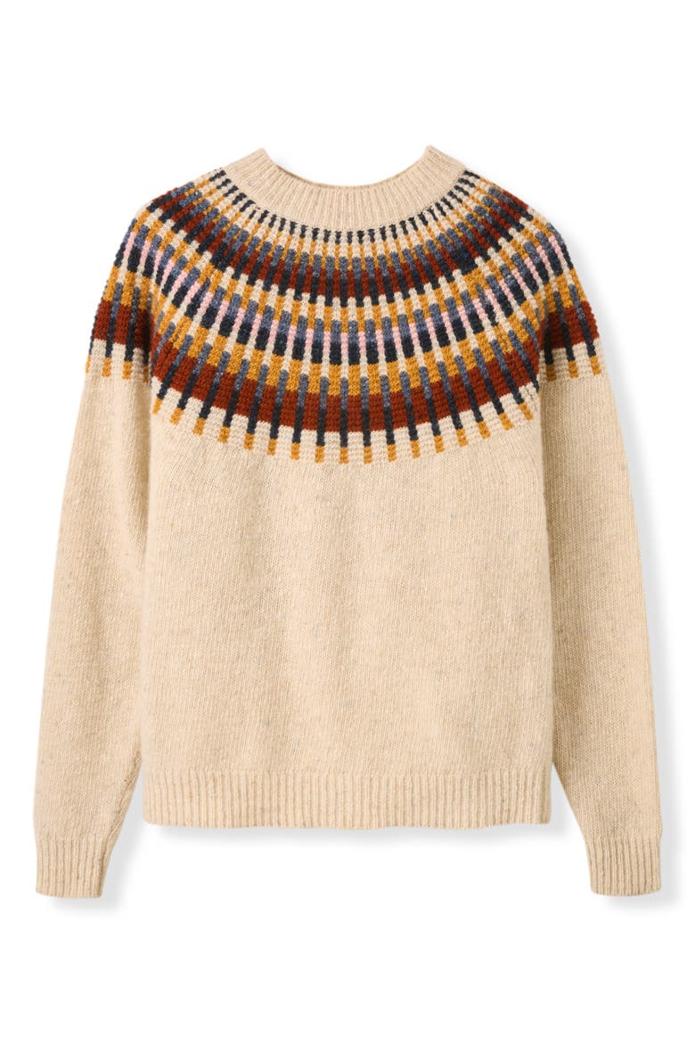 Stitch Yoke High Neck Sweater, Alternate, color, Oatmeal