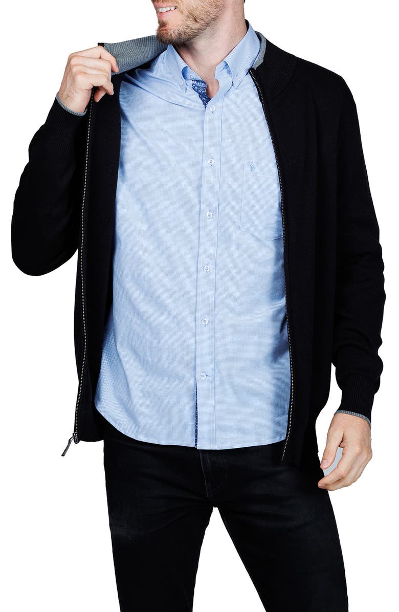 TailorByrd Fine Knit Full Zip Jacket, Alternate, color, Black