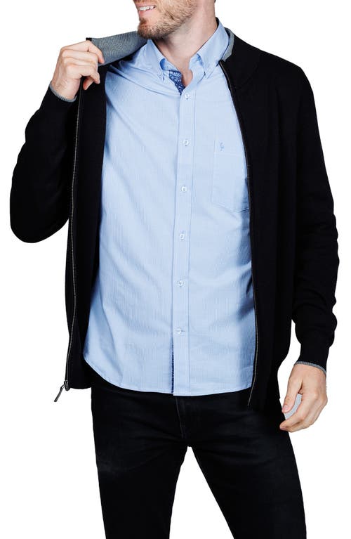 Tailorbyrd Fine Knit Full Zip Jacket In Black