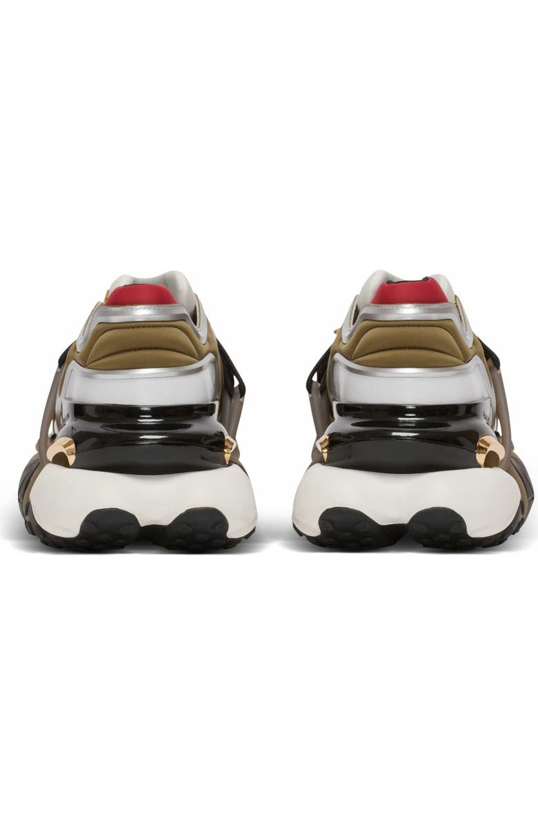 Balmain Unicorn Wave Trainers In Neoprene And Calfskin, Alternate, color, Khaki
