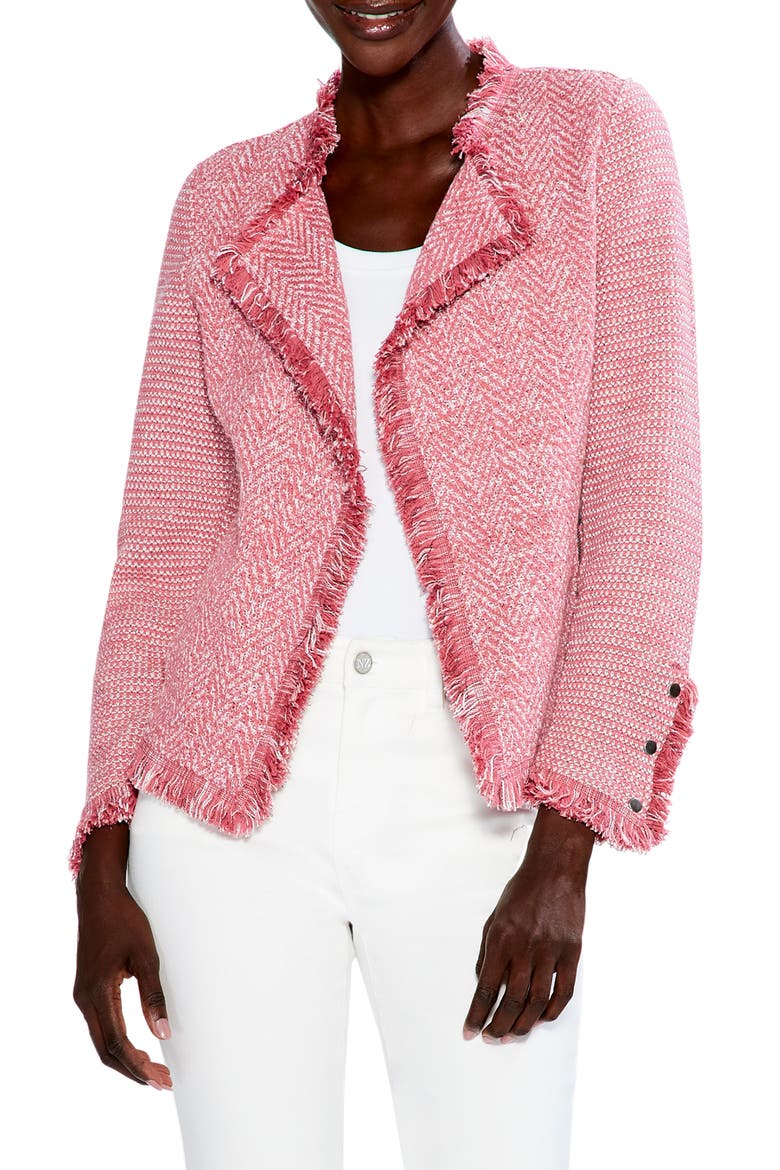 Fringe Mix Knit Jacket, Main, color, DUSTY CEDAR