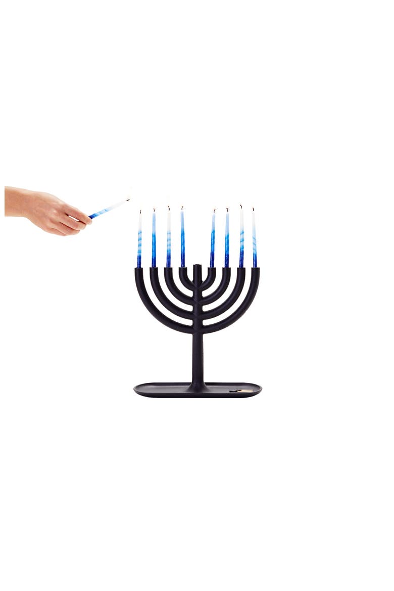 Cast Iron Menorah, Alternate, color, BLACK
