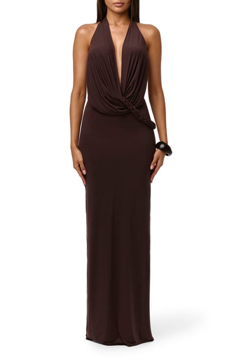 Deep Plunge Open Back Maxi Dress