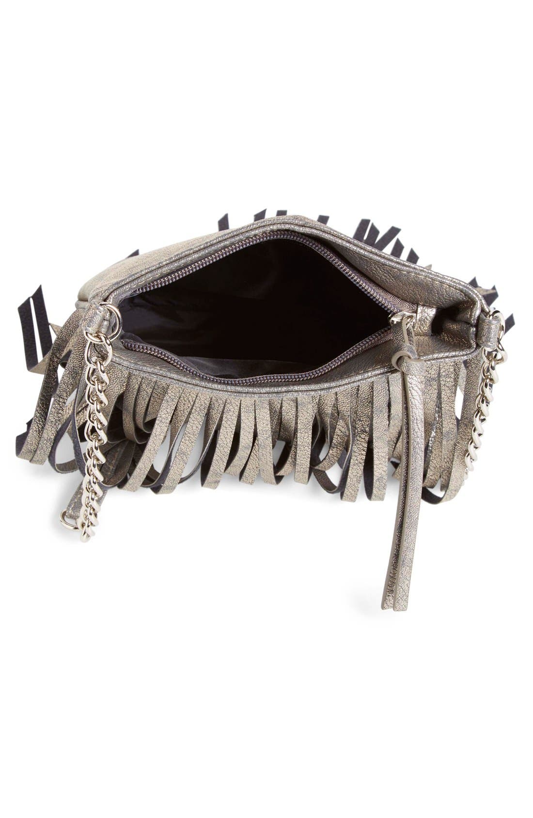 Layered Fringe Crossbody Bag, Alternate, color, SILVER