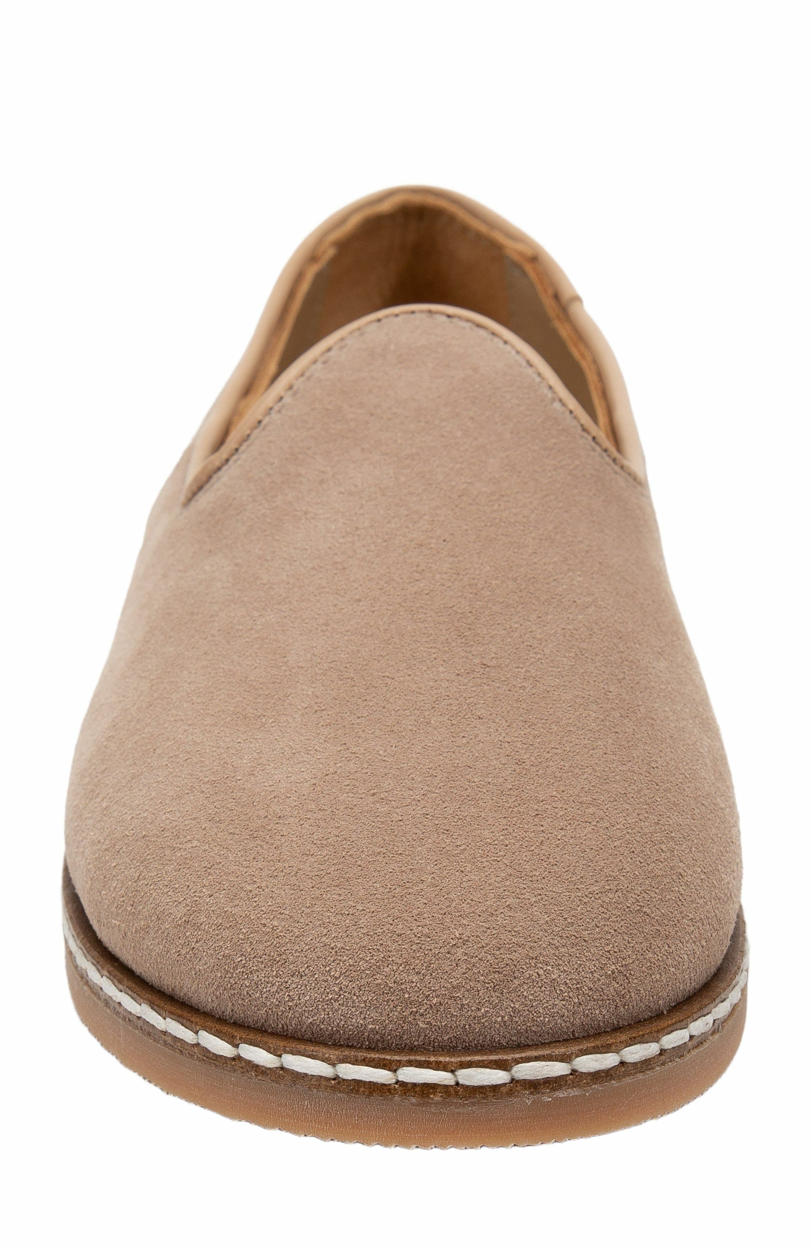 Istanbul Suede Leather Slip On Flats, Alternate, color, Beige Suede Leather