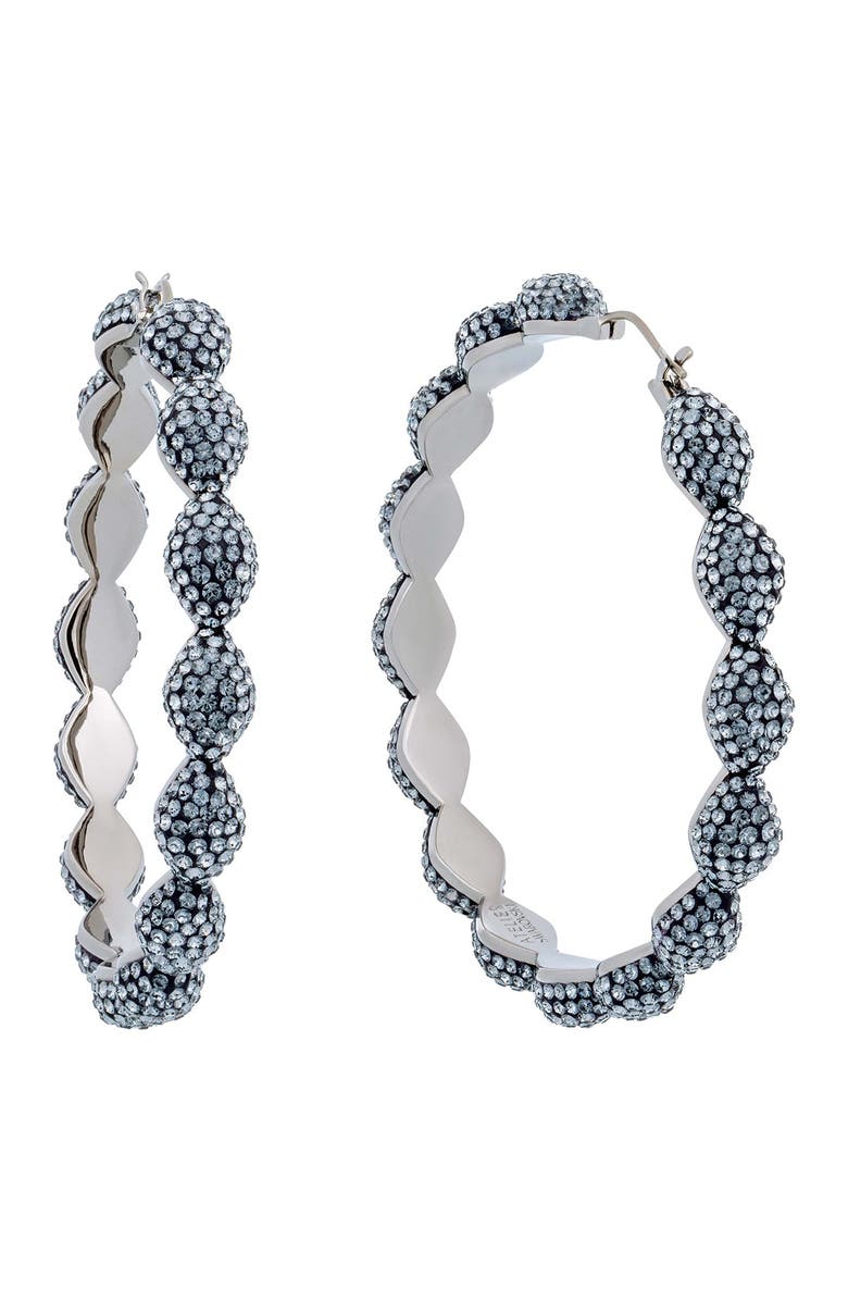 Swarovski Moselle Ruthenium-Plated Swarovski Crystal Hoop Earrings, Main, color, 