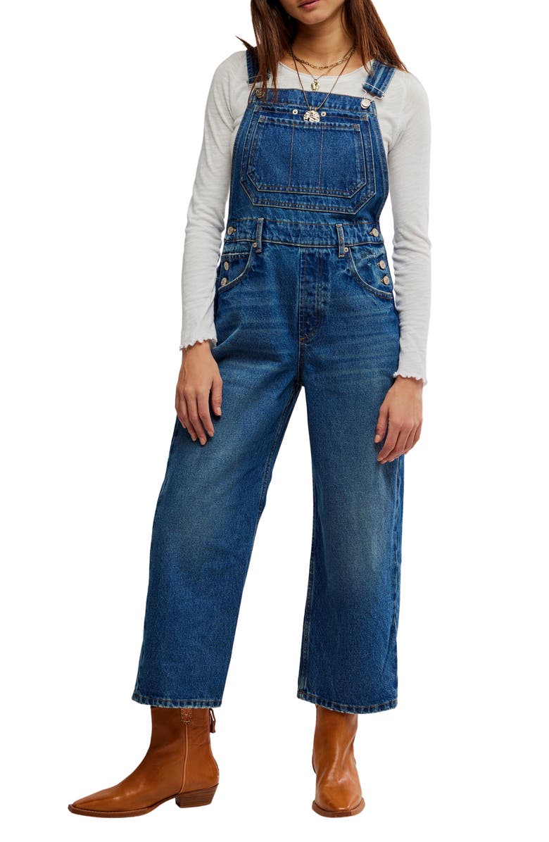Free People Deep Trance Denim Overalls, Main, color, Reverie