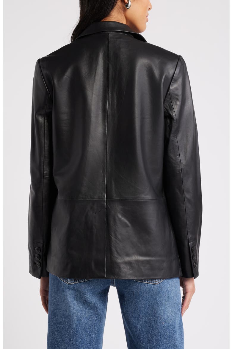 Leather Blazer, Alternate, color, BLACK
