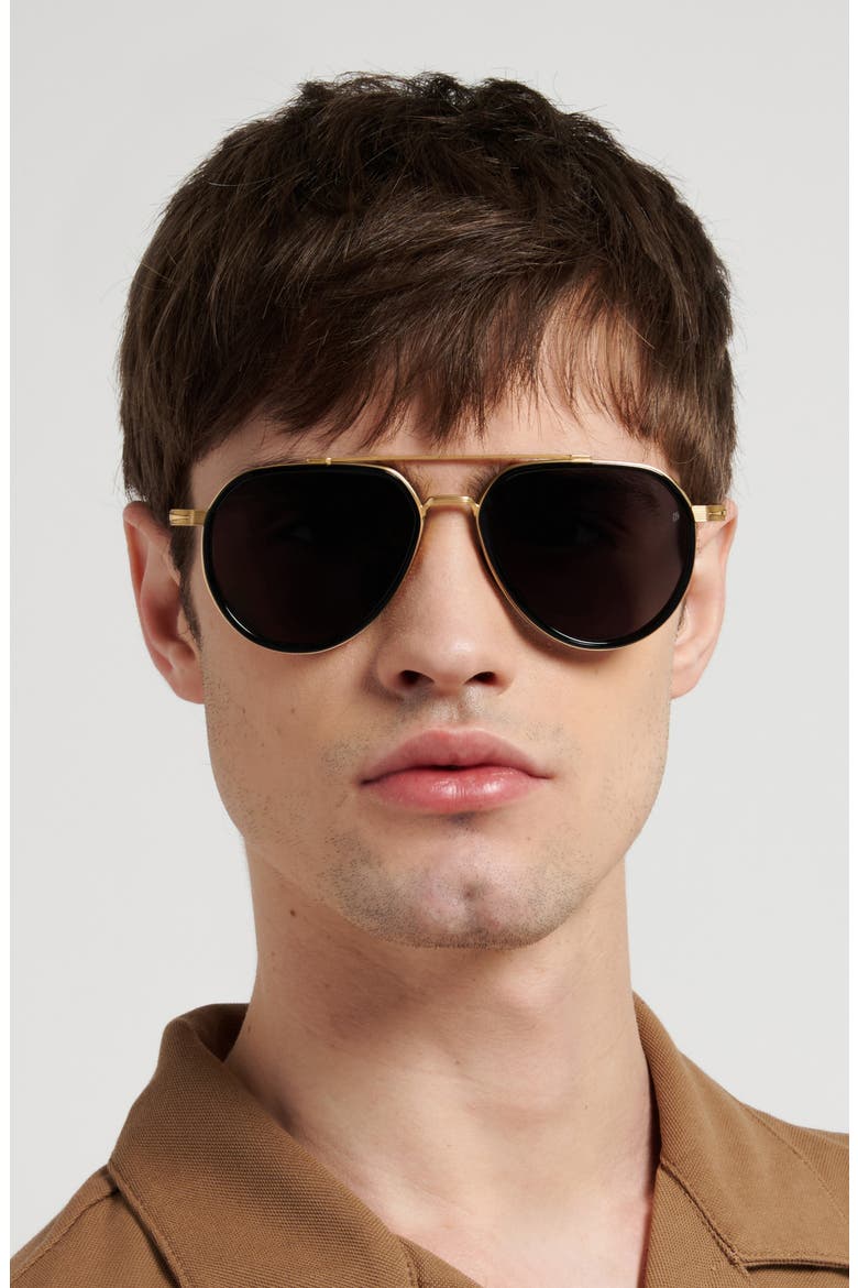 57mm Pilot Sunglasses, Alternate, color, GOLD BLACK/ GREY AR