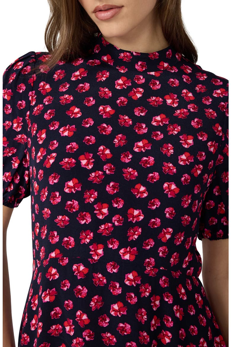 Dolly Print Mock Neck Minidress, Alternate, color, HIBISCUS DOT MARITIME