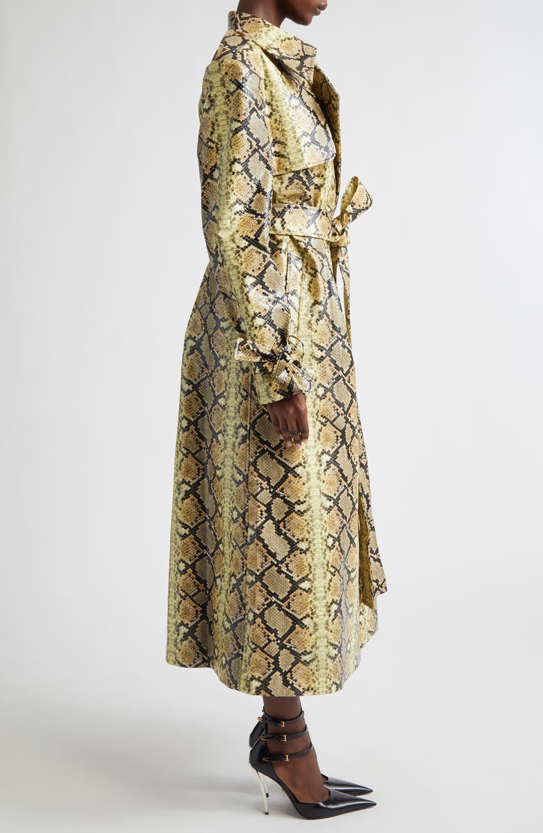 KIM SHUI Snakeskin Embossed Faux Leather Trench Coat, Alternate, color, Snakeskin