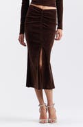 Avec Les Filles Crystal Embellished Velvet Midi Skirt