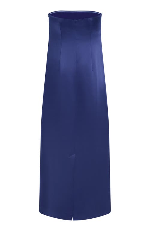 Favorite Daughter The Don't Overthink It Strapless Satin Dress In Venetian Blue