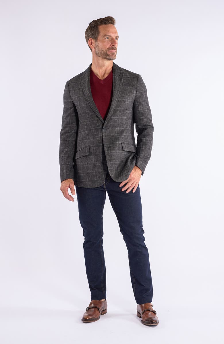 SAVILE ROW CO Windowpane Knit Sport Coat, Alternate, color, Grey