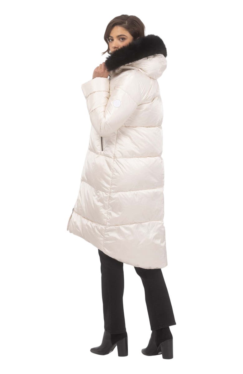 GORSKI Apres-Ski Long Coat With Detachable Trim, Alternate, color, Champagne/Black