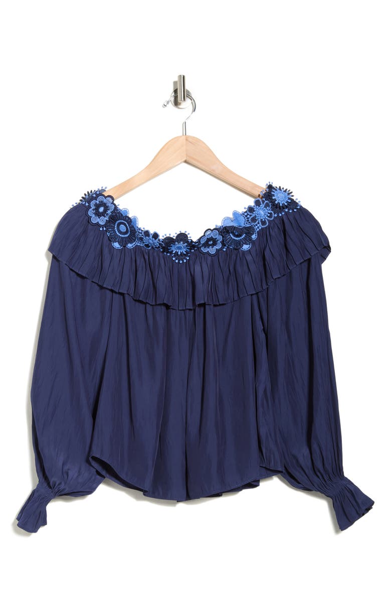 Ramy Brook Fannie Off the Shoulder Top, Alternate, color, Spring Navy