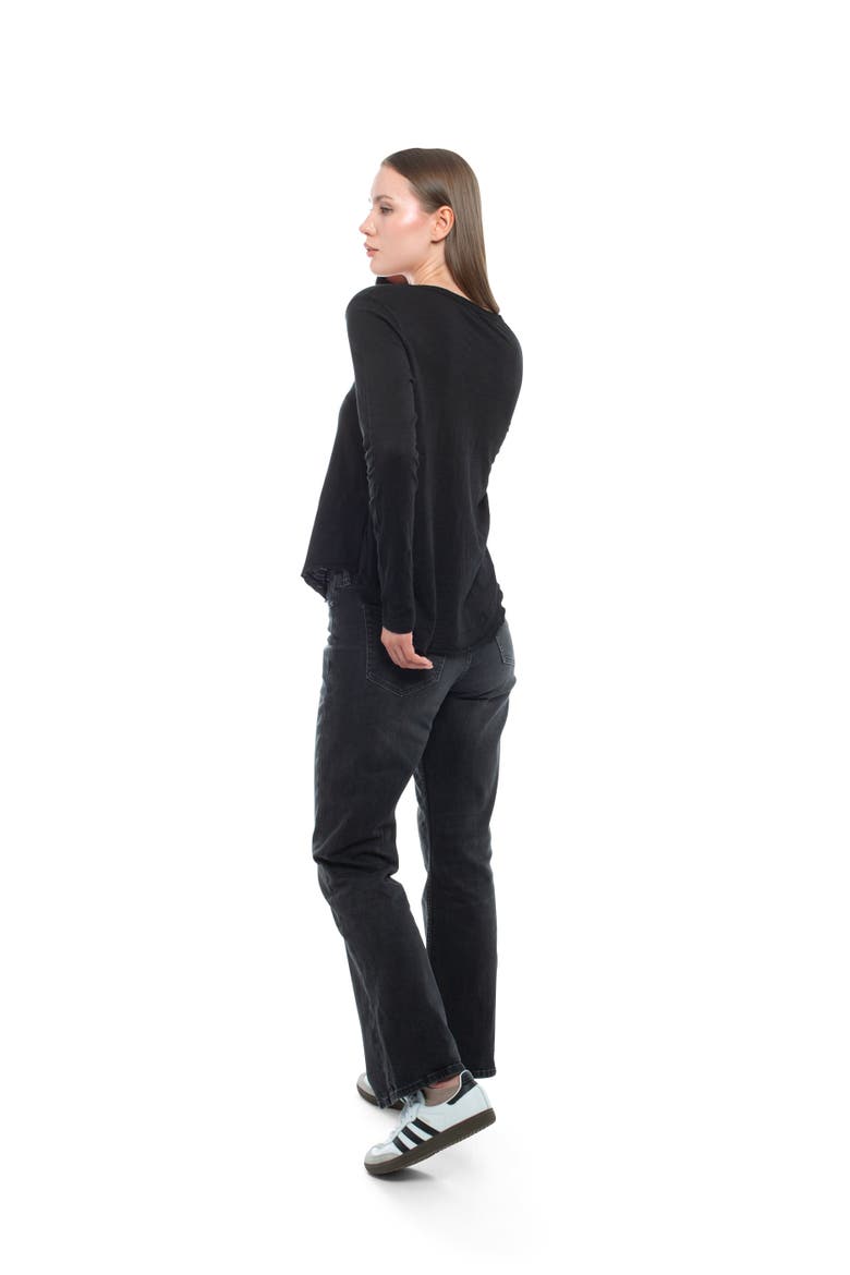 Long Sleeve V-Neck With Raw Hem Shirttail, Alternate, color, Peacoat