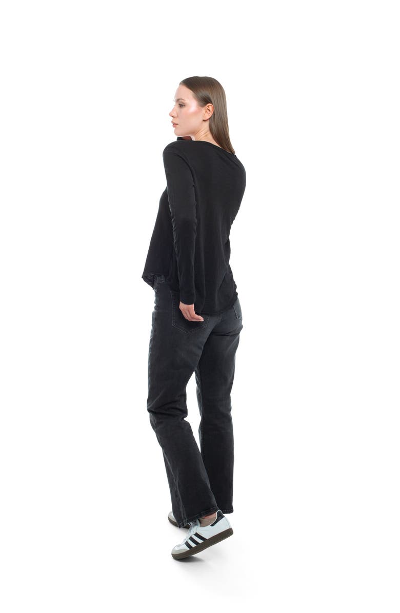 WILT Clothing Long Sleeve V-Neck With Raw Hem Shirttail, Alternate, color, Black