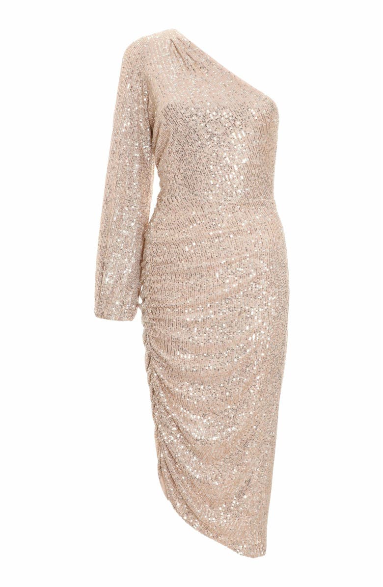 QUIZ Sequin One Shoulder Midi Dress, Alternate, color, 