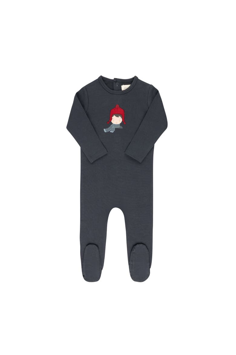 French Terry Autumn Kids Collection - Footie, Main, color, Navy