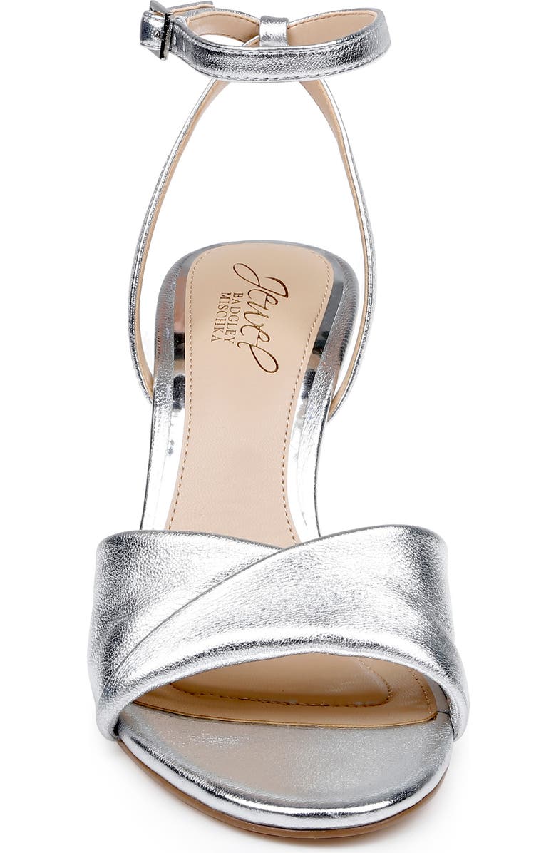 Jewel Badgley Mischka Kaia Ankle Strap Sandal, Alternate, color, Silverleat