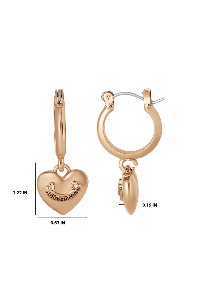 Juicy Couture Gold-Tone Heart Charm Hoop Earrings, Alternate, color, 