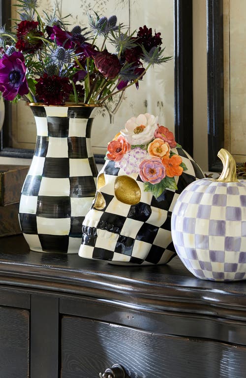 Mackenzie-childs Mackenzie Childs Courtly Check Cascade Floral Skull In Multi