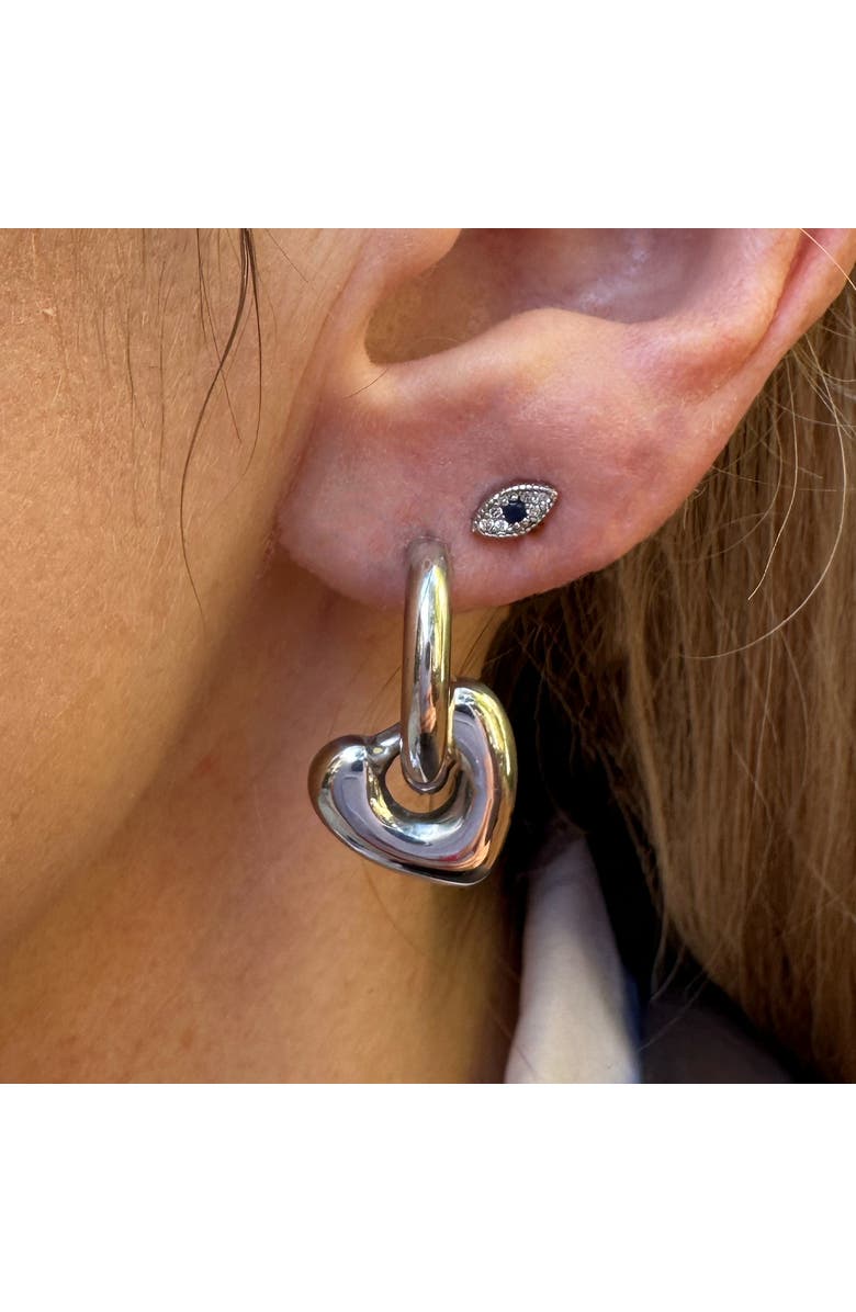 Outofoffice Silver Heart Removable Huggie Earrings, Alternate, color, Silver