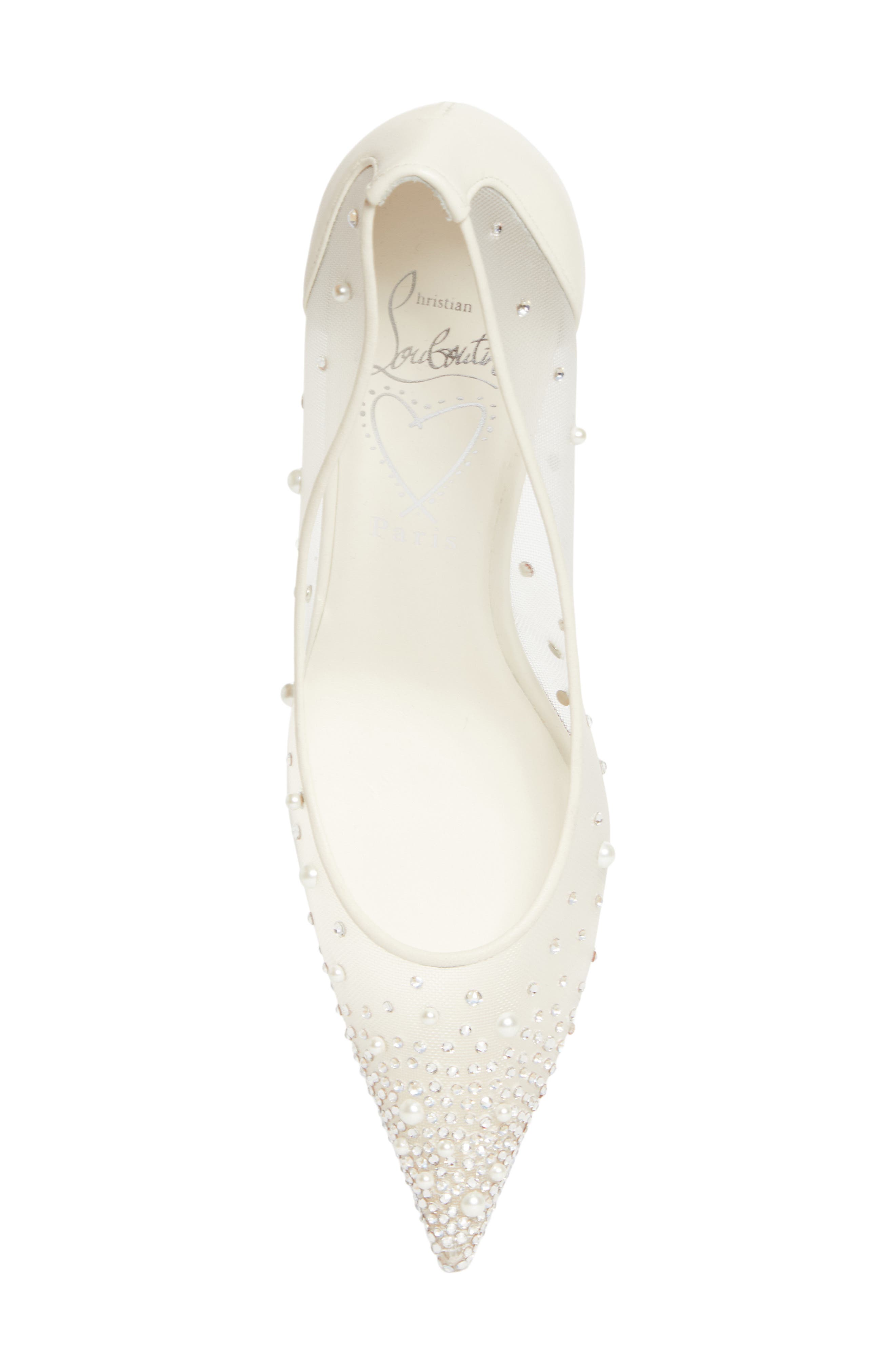 Christian Louboutin Miss Z Degrastrass Perla Pointed Toe Pump, Alternate, color, Version Bianco