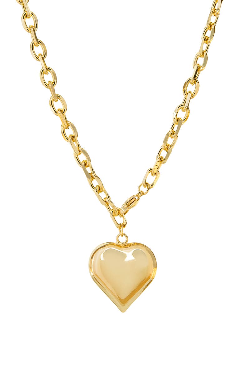 MARLYN SCHIFF Large Puffy Heart Convertible Necklace, Main, color, Gold