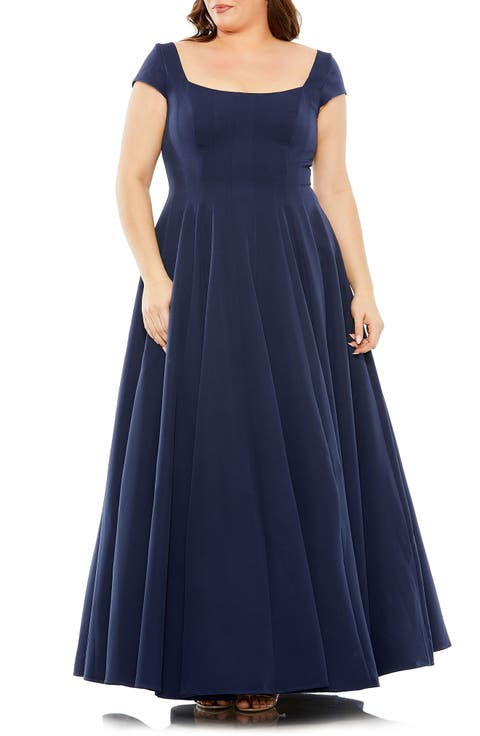Cap Sleeve Square Neck Ballgown