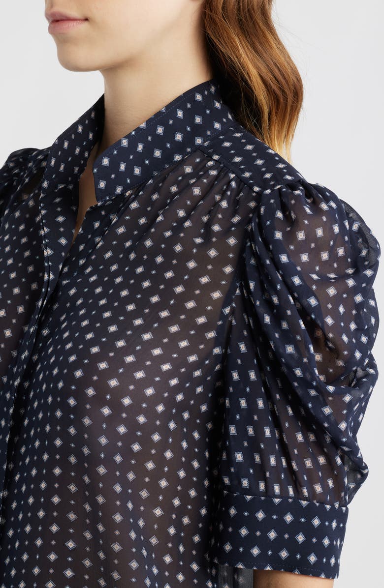 FRAME Gillian Print Silk Button-Up Shirt, Alternate, color, Navy Multi