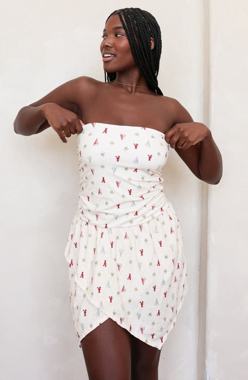 Dippin Daisys Island Time Strapless Mini Dress In Neutral
