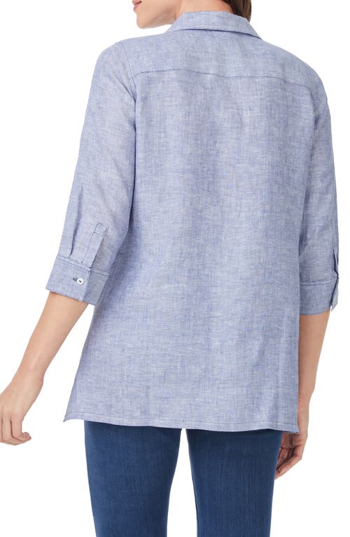 Foxcroft Stirling Linen Button-up Tunic In Purple