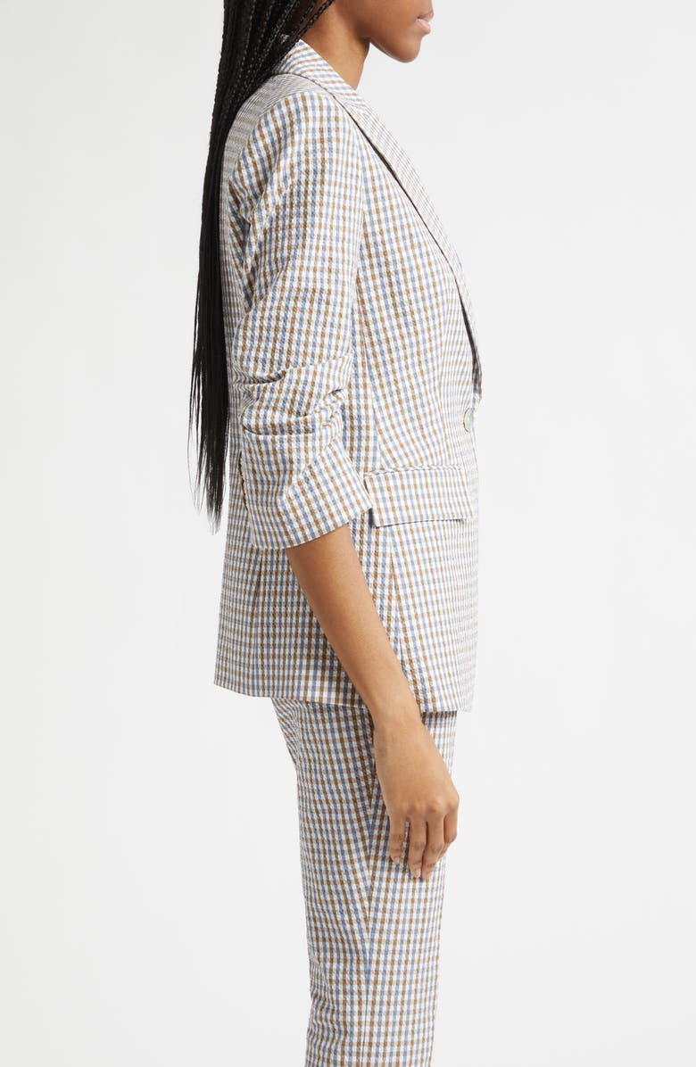 Veronica Beard Clayton Check Stretch Cotton Dickey Jacket, Alternate, color, Acorn Multi